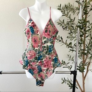 Vintage Victoria's Secret Floral Bodysuit Unitard Gold Label